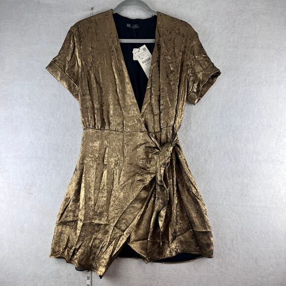 Zara Dresses & Skirts - Zara Gold Mini Dress Size Small Metallic NYE Dress Party Holiday NWT Shine Sexy